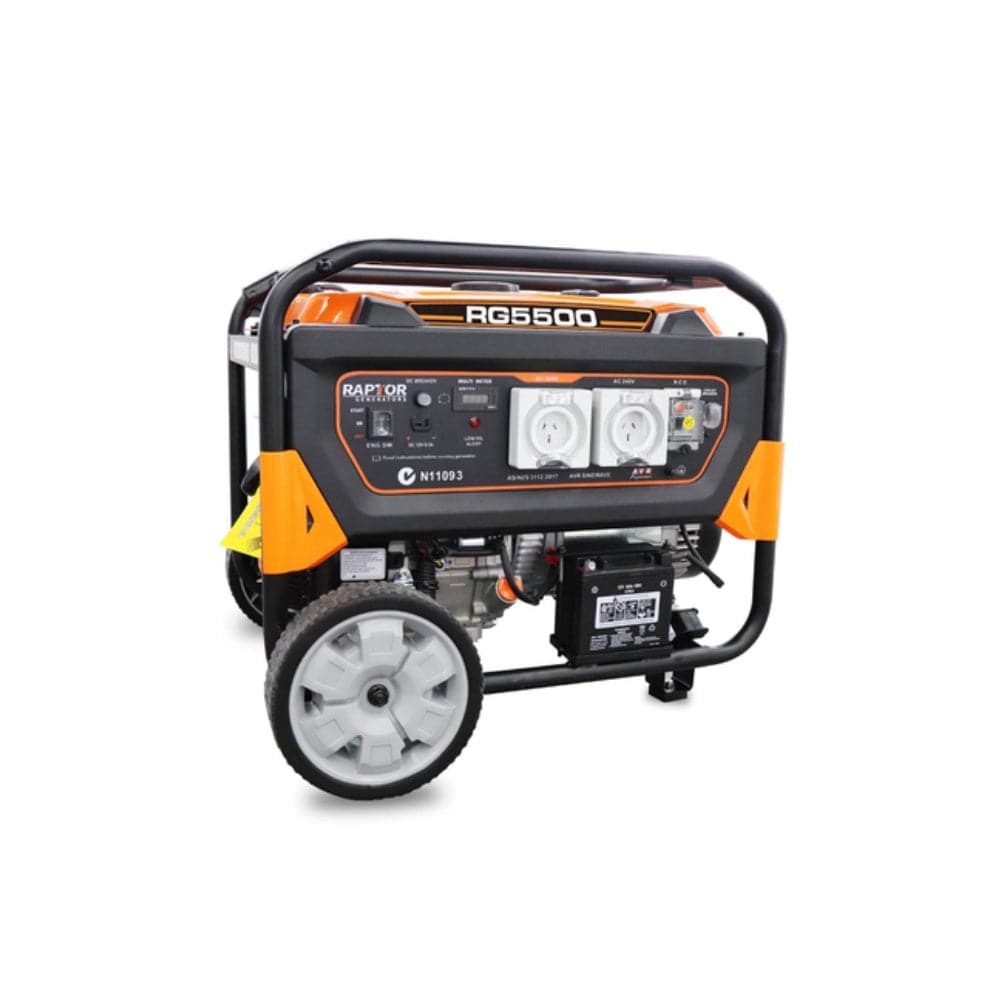 Raptor RG5500 6.8kVa 5500W 420cc 4-Stroke Petrol Worksite Electric Start Generator