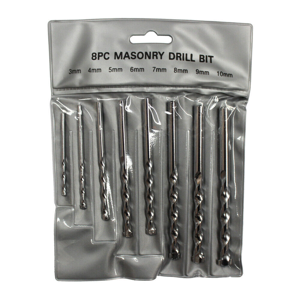 8pcs Masonry Drill Bit Set 3-10mm  Carbide Tip Brick Wall Concrete