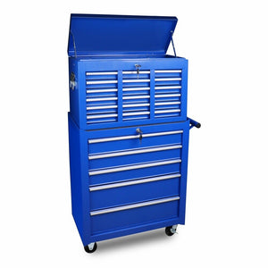 15-Drawer Tool Box Trolley Cabinet - Lockable Storage Cart Garage Toolbox Organizer System