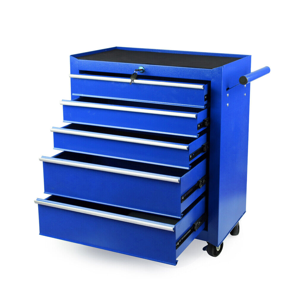 5-Drawer Tool Storage Trolley Cart - Heavy Duty Garage Cabinet Organizer with Lockable Wheels