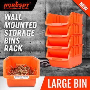 4Pc Parts Storage Bins Tool Organizer Rack Box Workshop Tray With Wall Mounted Board